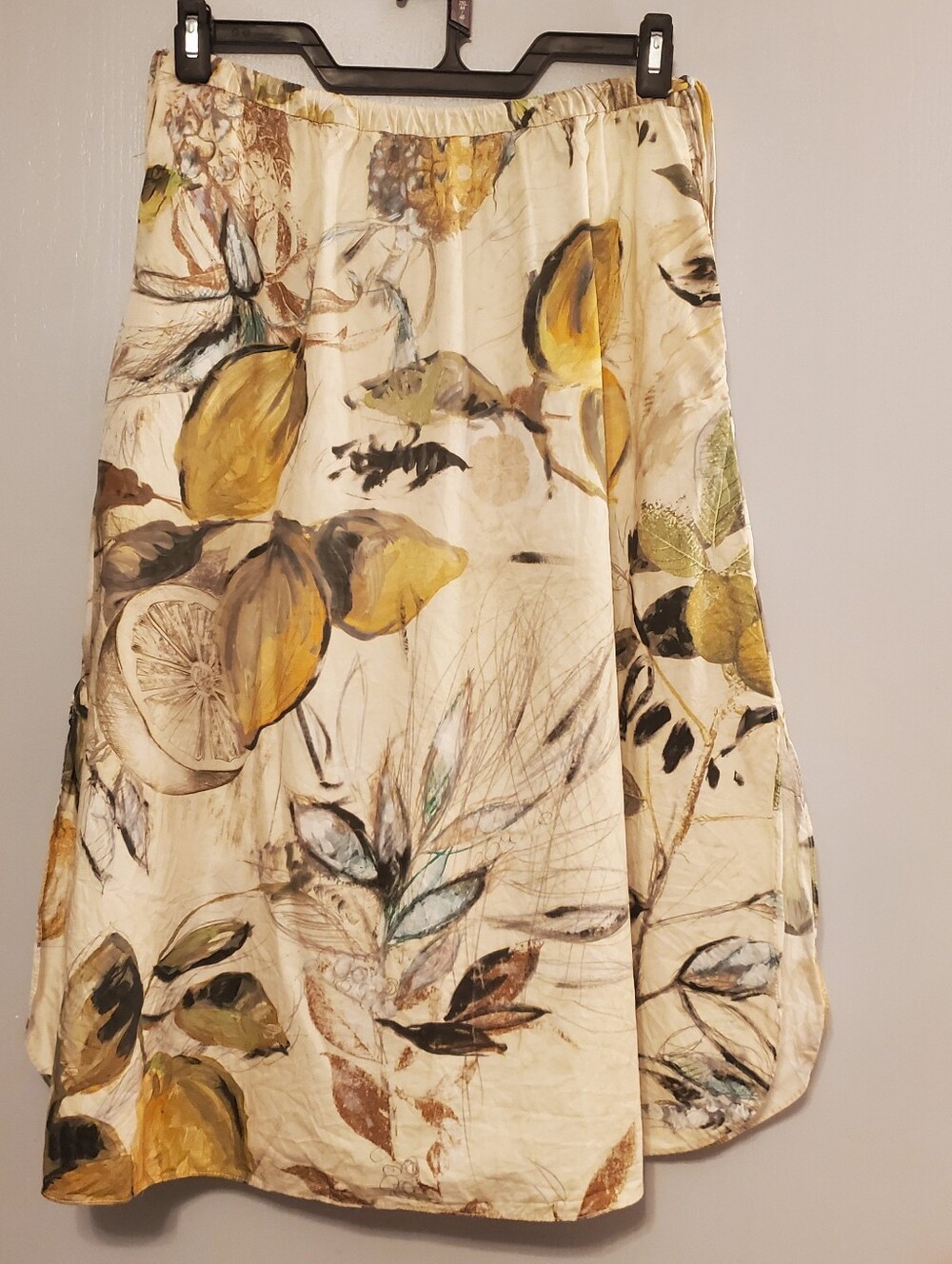 Zara A-Line Skirt with Lemon and Leaf Print